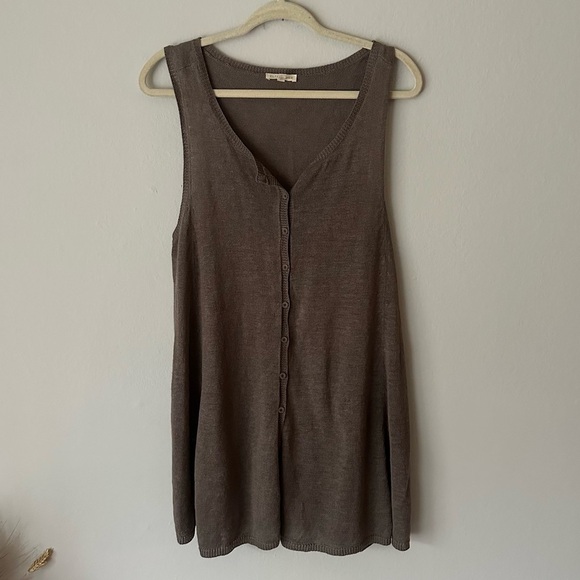 Eileen Fisher Linen Button Down Vest Tunic in Brown Size Large - Picture 1 of 9